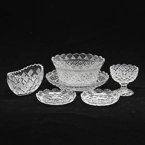 SKÅLAR, 6 st, slipat glas, 1900-talets första hälft.
