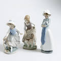 FIGURINER, 3 stycken, Lladro samt Nao.