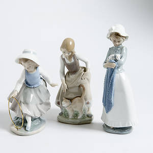 FIGURINER, 3 stycken, Lladro samt Nao.