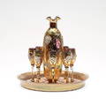 LIKÖRSET, 10 delar, glas, sannolikt moser, 1800-1900-tal.