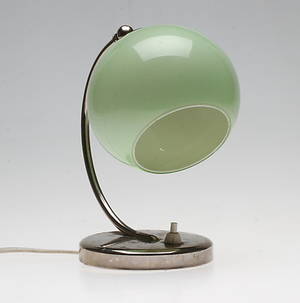 BORD-VÄGGLAMPA, vitmetall och glas, Art Deco, 1900-talets första hälft.