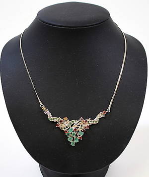 COLLIER, sterling silver, med ädelstenar.