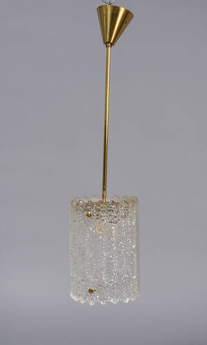 Carl Fagerlund for Orrefors, Cylinderformet pendel af glas, ophæng af messing