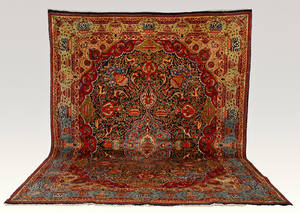 Persisk Kashmar figural tæppe, 405x300 cm.