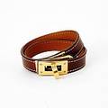 Hermès armband Kelly Double Tour i brunt