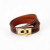 Hermès armband Kelly Double Tour i brunt