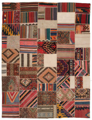 Handknuten persisk matta, patchwork 300 x 225 cm