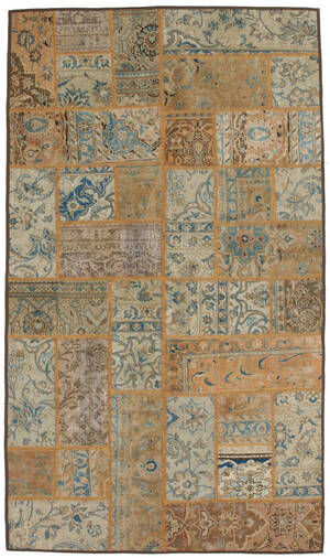 Handknuten persisk matta, patchwork 245 x 140 cm