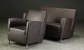 To-pers. sofa samt lænestol, brunt læder 2