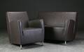 To-pers. sofa samt lænestol, brunt læder 2