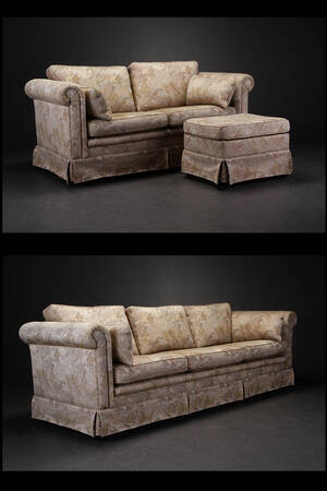 Dansk møbelpolstrer. Tre- og to-personers sofa samt puf 3 Denne vare er sat til omsalg under nyt varenummer 4535527