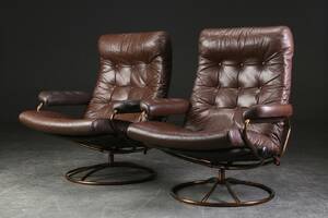 Par lænestole, læder, 1970erne 2