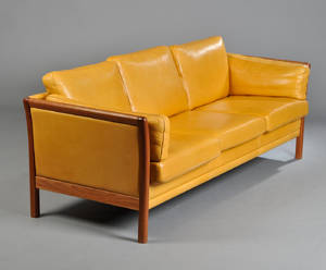 Dansk møbelarkitekt, tre-pers. Lædersofa.