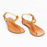 Balenciaga, sandaler i orange med remmar med nitar