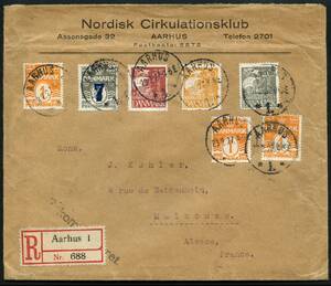 AFA 170,173 m.fl. 1927. Karavel, 20 Øre, grÃ¥ og 35 Øre, brunrød med flere –º