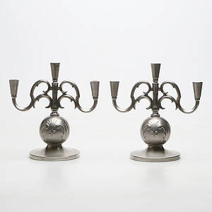 LJUSSTAKAR, 1 par, tenn, 1900-tal.