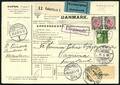 AFA 151,174 1925. Christian X, 2 Kroner, grårødlilla par, Karavel, 40 Øre, grøn ��