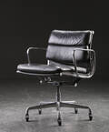 Charles Eames. Soft Pad kontorstol, sort læder 
