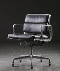 Charles Eames. Soft Pad kontorstol, sort læder 