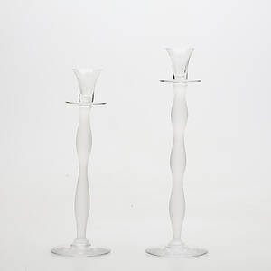 ANNE NILSSON. Ljusstakar, 1 par, glas, Celeste, Orrefors.