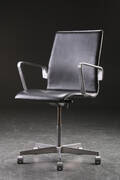 Arne Jacobsen. Oxford kontorstol, sort læder 