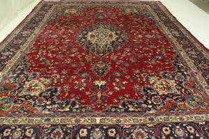 Persisk handknuten matta Mashad, 395x304 cm.