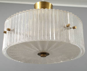 Taklampa, glas sannolikt Orrefors, 1900-talets mitt