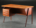 Fritstående skrivebord, teaktræ, 1950erne