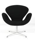 Arne Jacobsen. Lænestol Svanen med sort Tonus uld, model 3320 fra år 2016 med nummerbevis.