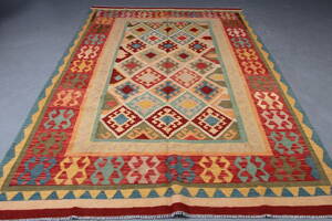 Afghansk Kelim, 100  uld, 194 x 315 cm.