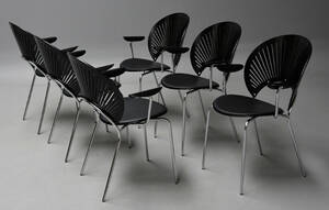 Nanna Ditzel. Sæt på seks Trinidad armstole med lædersæder 6 