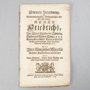 Böcker bl.a. kungörelser på tyska 1700-tal