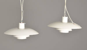 Poul Henningsen Ph5,  2 stk hvide pendler