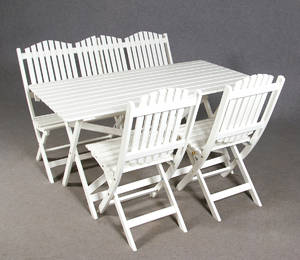 Trädgårdsgrupp, vitlackerad, 4 delar