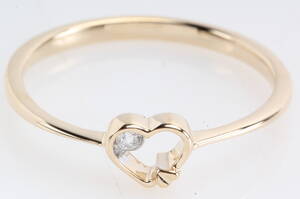 Hjertering m brillant, 14 kt guld.