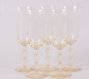 CHAMPAGNESTRUTAR, 5 st, glas, Salut, Simon Gate Orrefors.