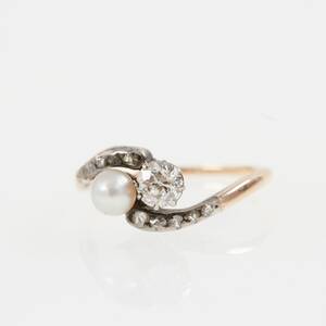 Ring guld briljant pärla
