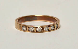 Vintage alliancering af guld med 6 brillanter, ca. 0.30 ct