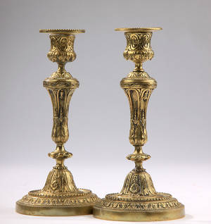 Et par franske Napoleon III lysestager af  bronze. Ca. 1850. 2