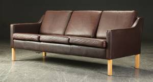 Tre-pers. sofa, læder, dansk møbelproducent