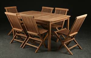 Havemøbler. Bord samt seks stole. Teak. 7