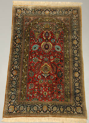 Qum silketæppe. Persien. 20. årh. 163 x 100 cm