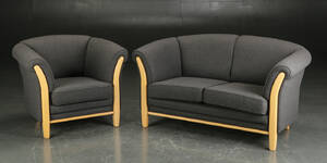 To-pers. sofa samt lænestol, bøg 2