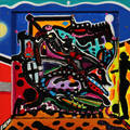 Juan Carlos Fierro. Park Bench, mixed media på plade