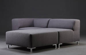 Modulsofa, 2-personers sofa med puf. Model Ibiza, antrazit