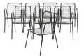 Otte sortlakerede stole i metal med rørstelsæderyg i metalflet 8