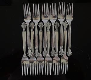 JOHAN ROHDE. Matgafflar, 12 st, sterlingsilver, Dronning, Georg Jensen.