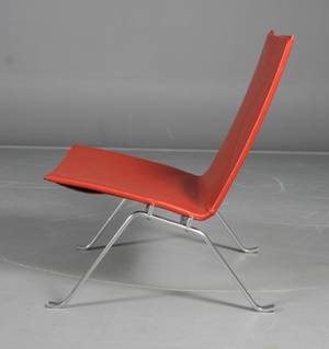 Poul Kjærholm PK22 hvilestol i rødbrunt læder