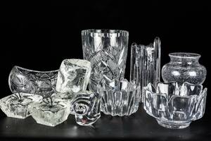 GLASFÖREMÅL, ett parti b.l.a kristall mm