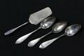 MATSKEDAR, 3 st, samt TÅRTSPADE, silver, 229 g, bl.a. 1800-tal